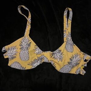 Yellow Pineapple Print Bikini Top